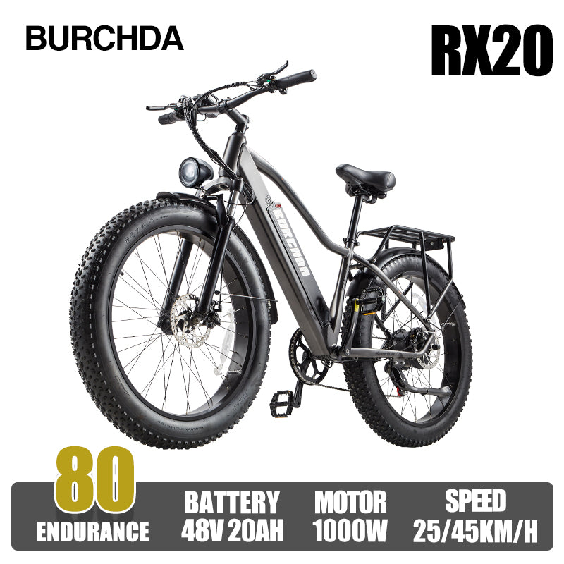 BURCHDA RX20-26 Inch Snow Electric Bike 4.0 Tires