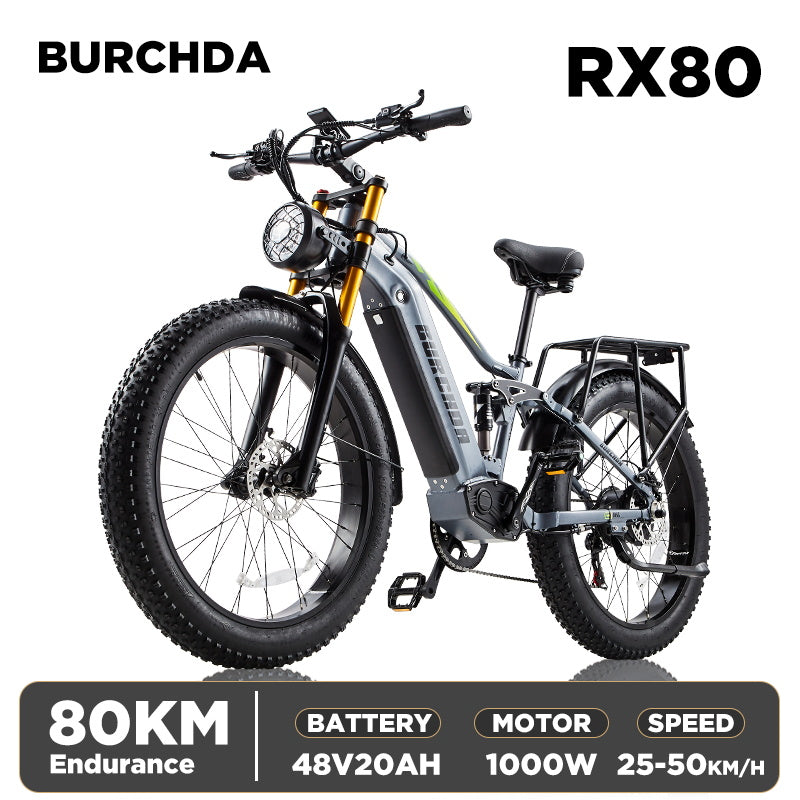 BURCHDA RX80-26 Inch Soft Tail Snow Electric Bike 4.0 Tires